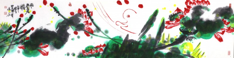 荷花：飞龙在天大吉祥-34X136cm-4.2平尺