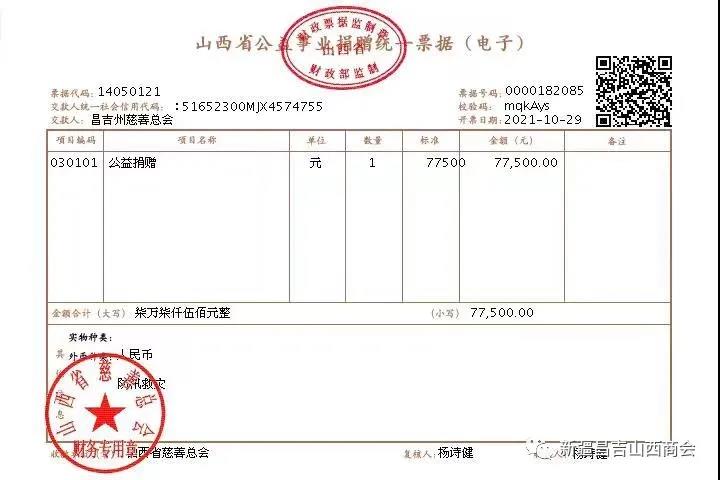 新疆昌吉州山西商会支持山西抗洪救灾捐款纪实