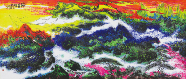 卧龙金山千祥聚 180_94.5cm 2015年春 著名画家张跃华老师作品(中国晋商俱乐部供图)