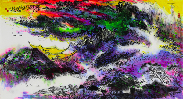富春山上紫气腾90<em></em>x48cm 2014年作 著名画家张跃华老师作品(中国晋商俱乐部供图)
