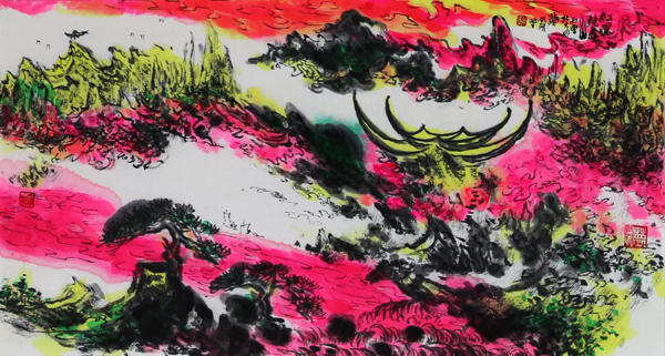 红运绕金山 丙申年作 44_24cm 著名画家张跃华老师作品(中国晋商俱乐部供图)