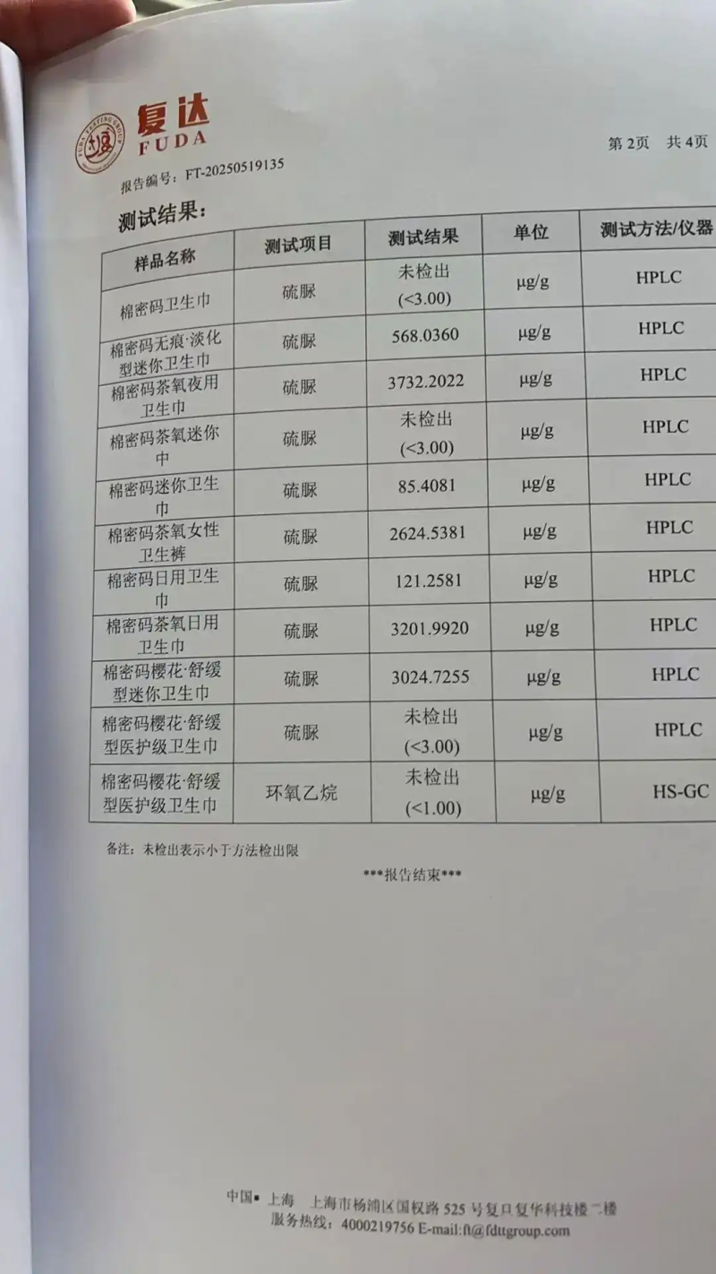 自称有1000万用户，辛巴自创品牌“棉密码”卫生巾检出超高含量致癌物