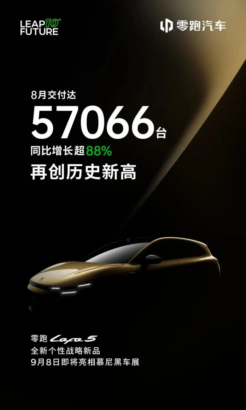 零跑汽车公布8月交付量