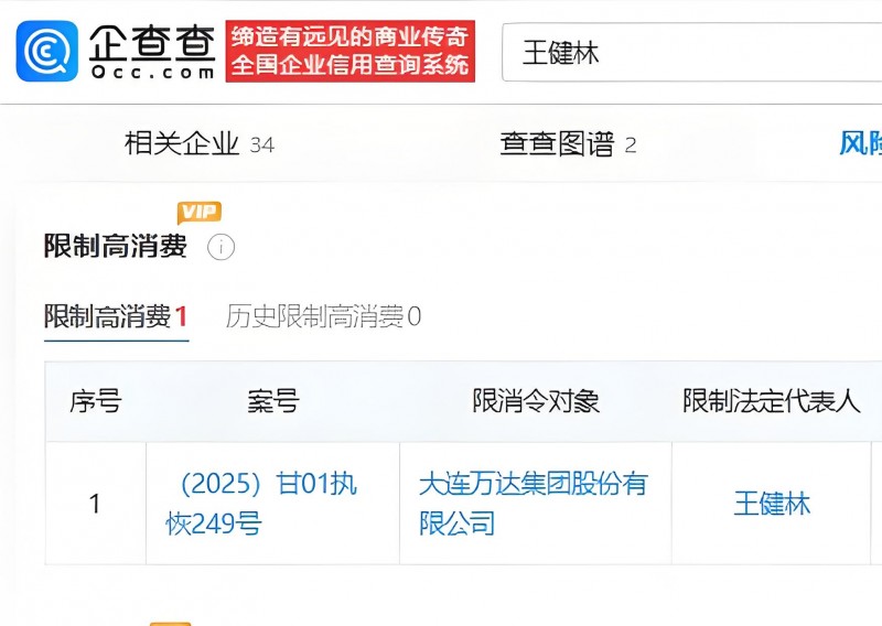 王健林被限制高消费