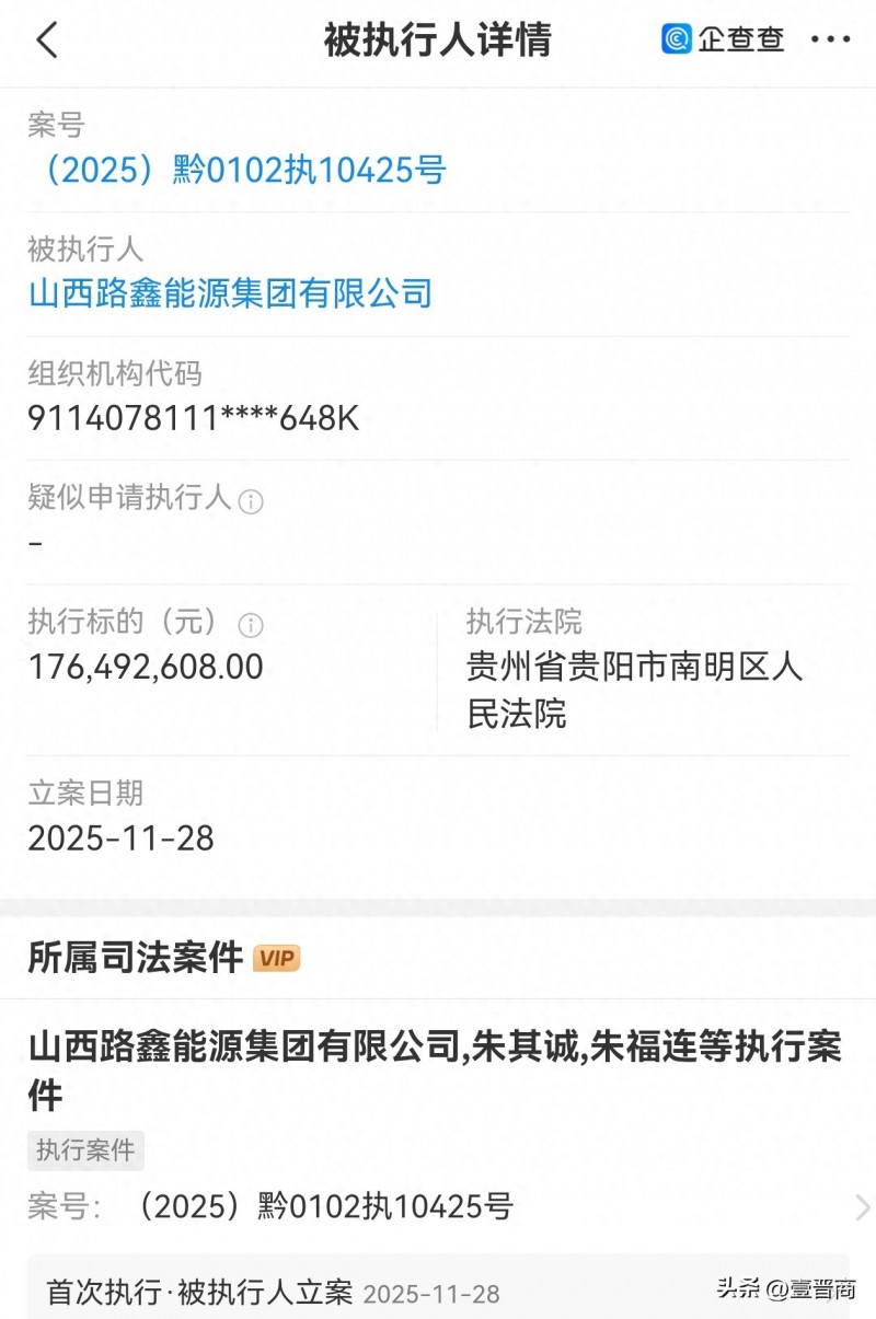 山西路鑫能源集团被执行1.7亿多