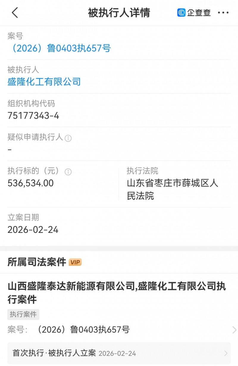 山西盛隆泰达成为被执行人