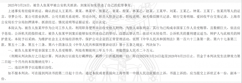 拼多多一招商经理4年间受贿200余万，含劳力士手表一块，一审被判三年五个月，并处罚金20万元