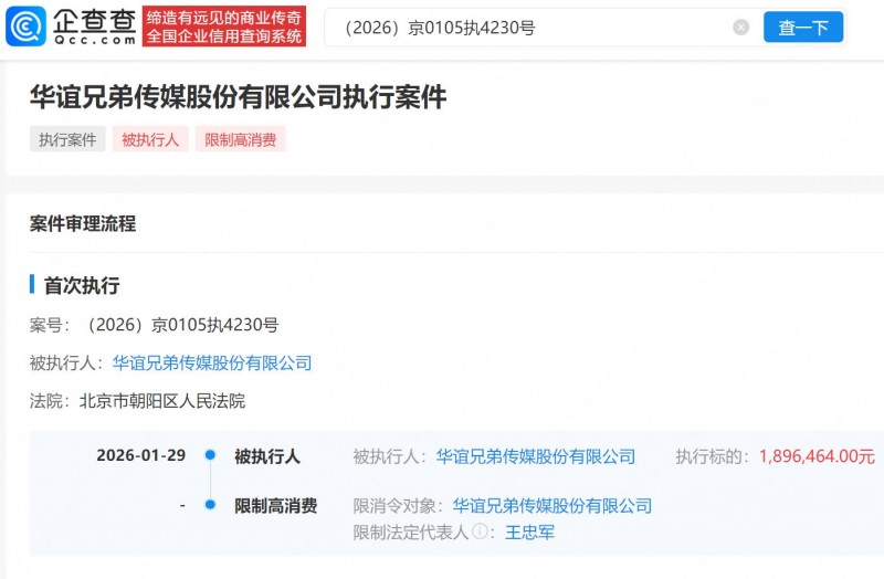 华谊兄弟涉189万案款被限高