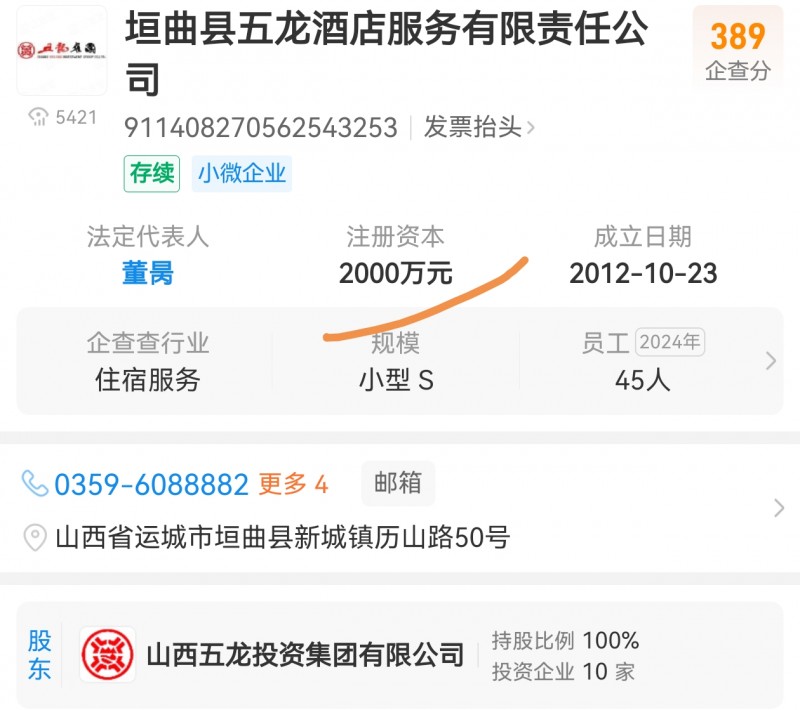 山西五龙投资集团出质股权2000万