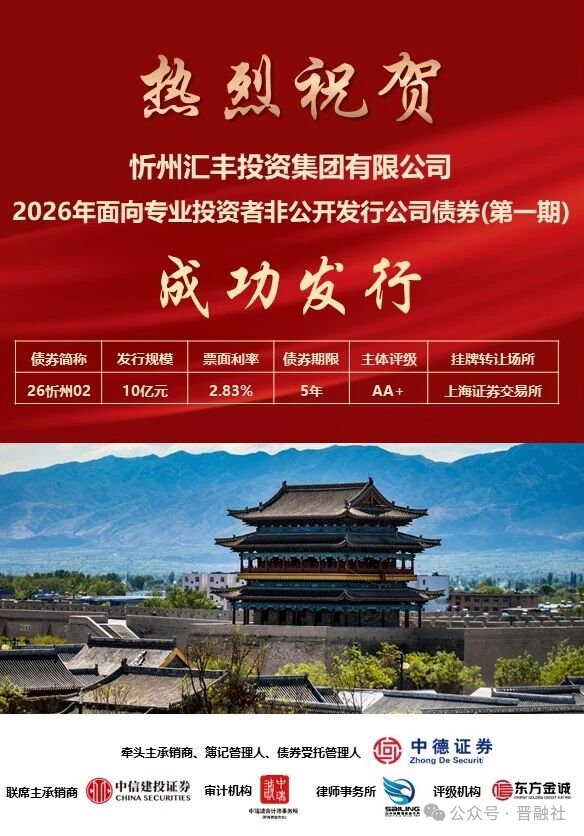 忻州汇丰投资集团10亿元非公开发行公司债券成功发行