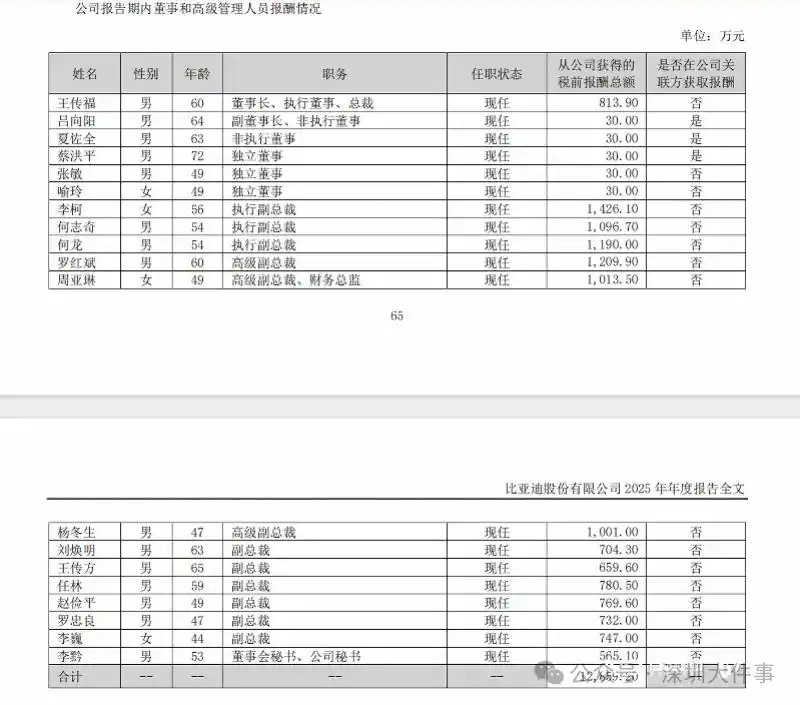 比亚迪副总裁周亚琳年薪1013万成A股首位千万CFO