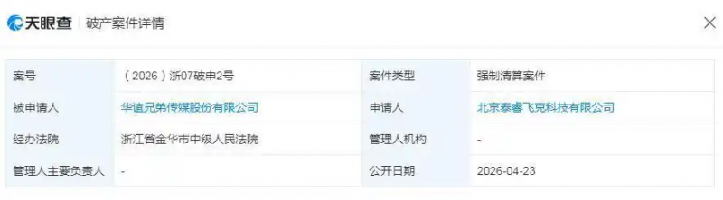 华谊兄弟被申请强制清算